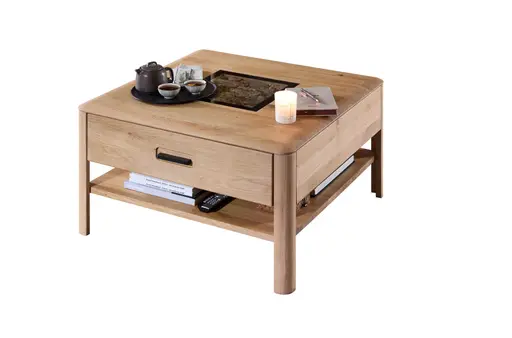 Couchtisch - LBH ca. 80x80x44 cm, Wildeiche massiv