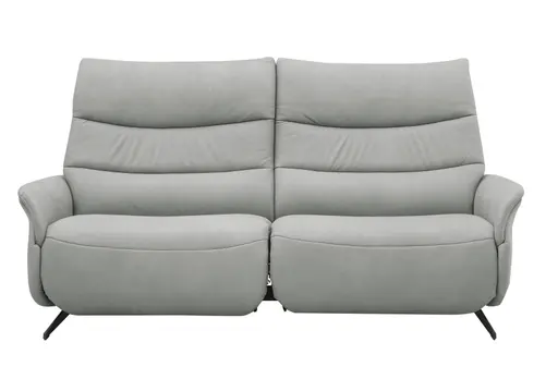 Sofa EM Lun - 3-Sitzer, Wall-Free Funktion, Kopfteilverstellung, Leder, grau