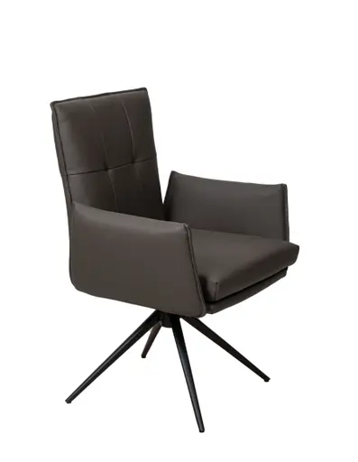 Armlehnstuhl MARCELLA - drehbar, Leder, Dunkelbraun
