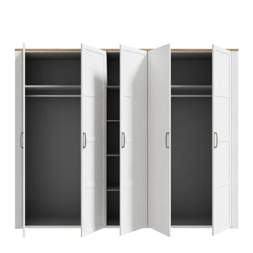 Drehtürenschrank FELLIAN- B ca. 264 cm, Weiß, Eiche Dekor