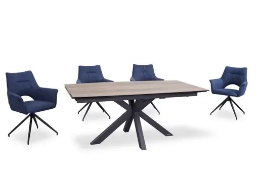 Armlehnstuhl MALEEN - drehbar, Stoff, Blau