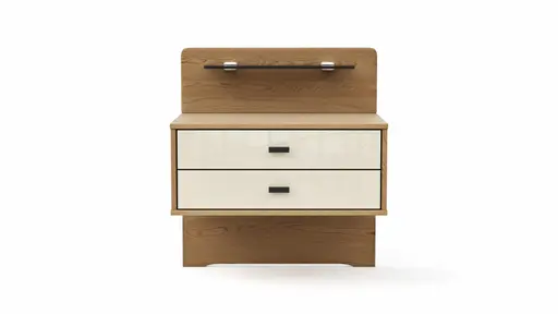 Nachttisch Lenoso - Eiche Nachbildung, Glas Champagner