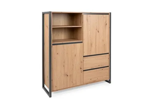 Highboard- Eiche Dekor, Anthrazit