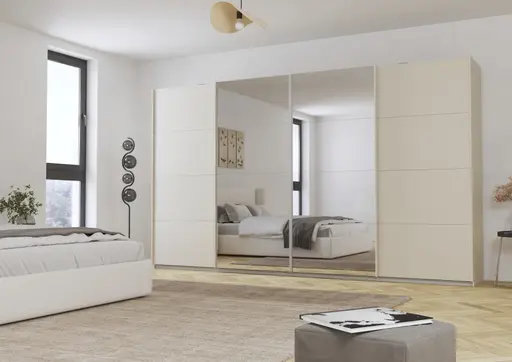 Schwebetürenschrank RIKK- B ca. 361 cm, Champagner, Spiegel