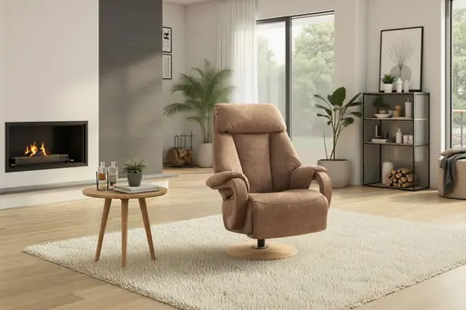 Sessel - Größe XS, Relaxfunktion, Stoff, Braun