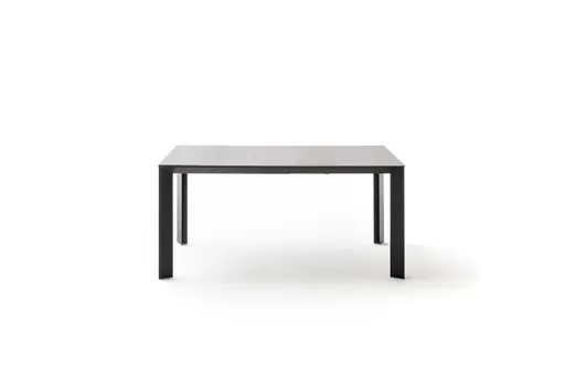 Esstisch Hakon - ausziehbar, LB 160x90 cm, Keramik, Dunkelgrau, Gestell Schwarz