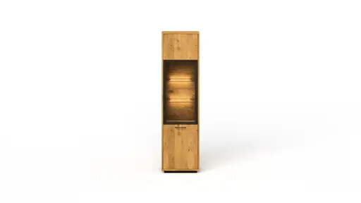 Vitrine Savannah - Anschlag rechts, inkl. Beleuchtung, Wildeiche massiv, natur geölt