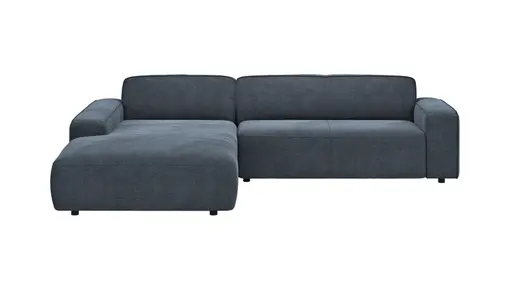 Ecksofa Denver - Longchair links mit 2,5-Sitzer, Stoff, Blau