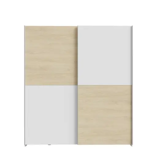 Schwebetürenschrank FREDDY- B ca. 170 cm, Weiß, Eiche Dekor
