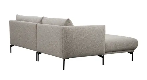 Ecksofa Joana - Longchair links mit 2-Sitzer, Stoff, Beige
