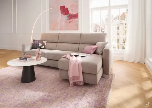 Sofa Lumaria - 3-Sitzer mit Schlaffunktion, Stoff, Bordeaux