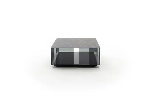 Couchtisch Sansa - LBH ca. 90x90x38 cm, Keramik, Schwarz