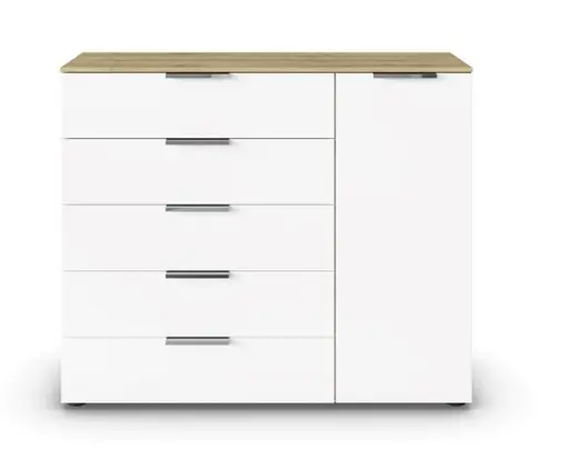 Kommode RIPP- Eiche Dekor, Weiß