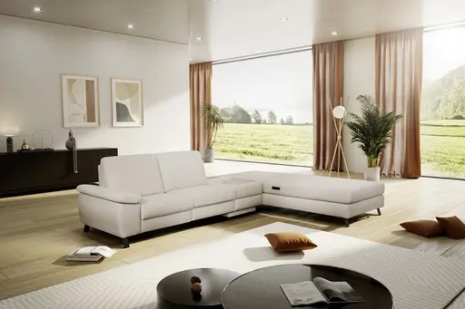  Ecksofa Colombia - 2,5-Sitzer mit Ecke rechts. Stoff, Elfenbein