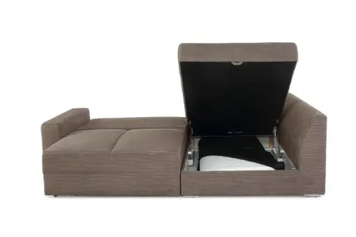 Ecksofa JANIS - 2,5-Sitzer, Ecke rechts inkl. Schlaffunktion, Stoff, Taupe