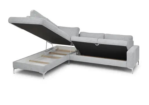 Ecksofa CALM 2.0 - Ecke links mit 2,5-Sitzer, Schlaffunktion mit Bettkasten, Stoff, Grau
