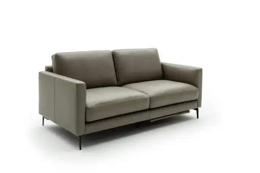 Sofa Cuneo - 2-Sitzer, Leder, Graubraun, Relaxfunktion, motorisch