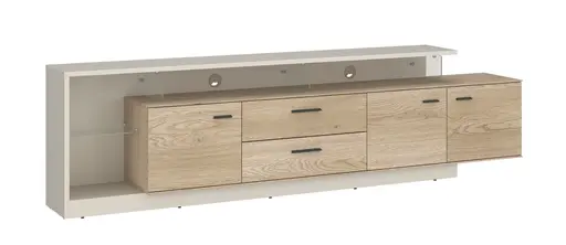 TV-Lowboard - B ca. 236 cm, Cremona Eiche Torro Nachbildung, Kaschmir