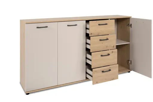 Sideboard- B ca. 160 cm, Eiche Dekor, Beige