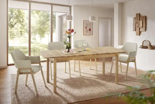 Esstisch- LB ca. 160-200x80 cm, Ausziehbar, Eiche, Massiv, Geölt