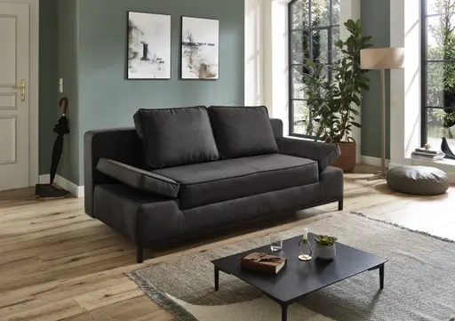 Schlafsofa- 2 Sitzer, Inkl. Bettkasten, Stoff, Anthrazit
