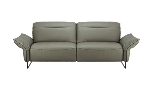 Sofa Victoria - 3-Sitzer inkl. Kopfstütze/Armlehne verstellbar, Leder, Grau