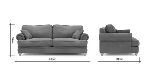 Sofa Mapleton - 3-Sitzer, Stoff, Anthrazit