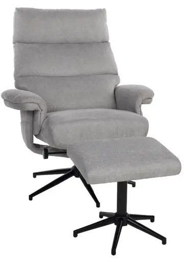 Relaxsessel mit Hocker - drehbar, Relaxfunktion, Webstoff, Steingrau