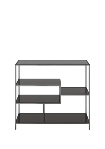 Regal- B ca. 115 cm, Stahl, pulverbeschichtet, Schwarz, Glas, Schwarz