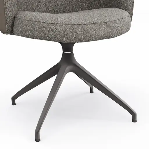 Armlehnstuhl Milana - drehbar, Leder Grau, Stoff Graubraun