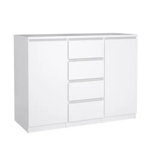 Kommode - B ca. 121 cm, Weiß Hochglanz
