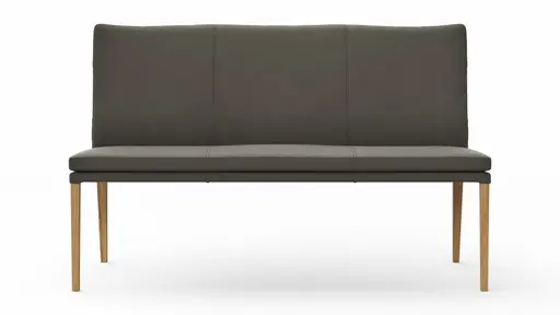 Polsterbank Tuma - Breite ca. 155 cm, Leder, Graubraun
