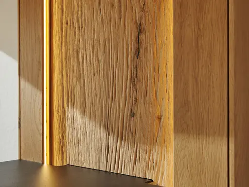 Wohnwand Tucson - inkl. Beleuchtung, Wildeiche massiv