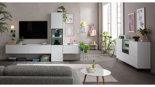 Sideboard Medio - inkl. Beleuchtung, Lack, Weiß