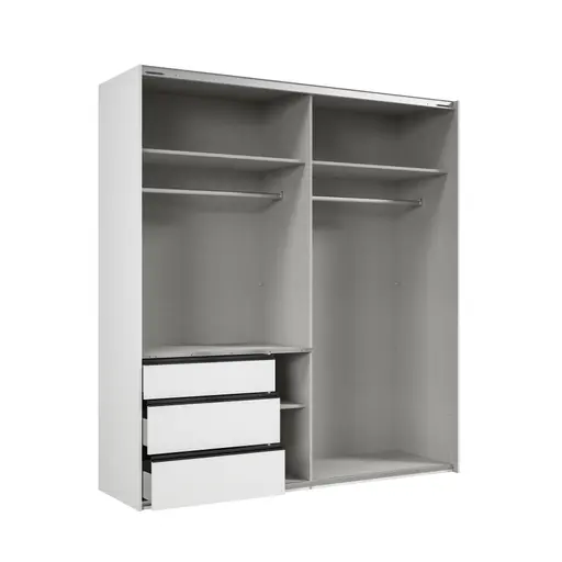 Schwebetürenschrank- B ca. 200 cm, Weiß