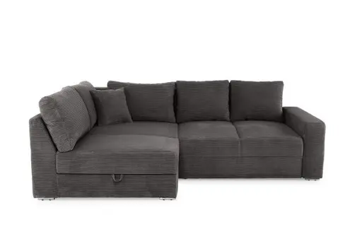 Ecksofa JANIS - 2,5-Sitzer, Ecke rechts inkl. Schlaffunktion, Stoff, Grau