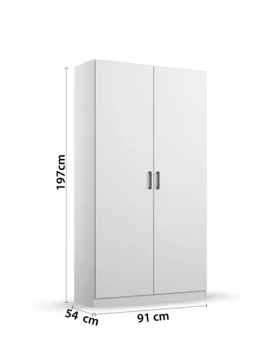 Drehtürenschrank RHONDA- B ca. 91 cm, Weiß