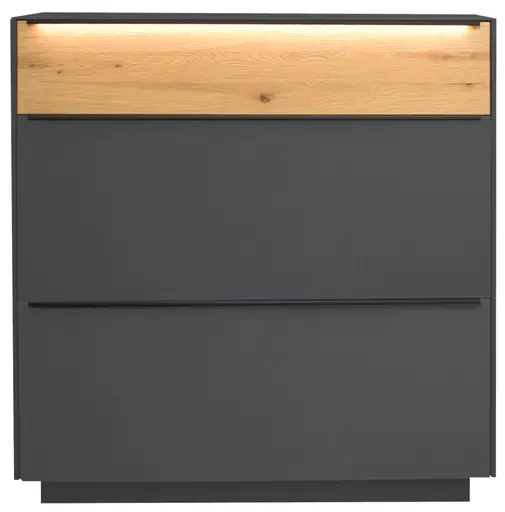 Schuhschrank - mit Beleuchtung, B ca. 107 cm, Anthrazit, Eiche massiv