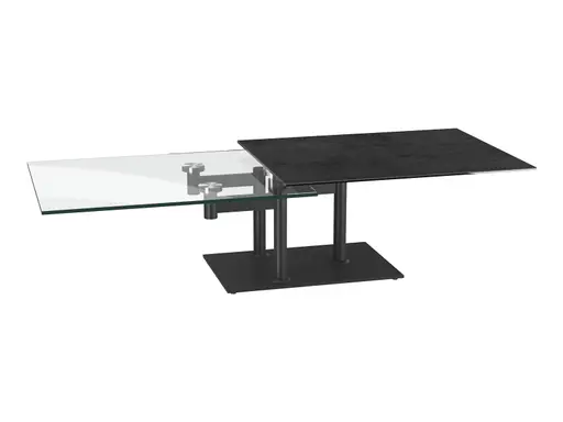 Couchtisch - Platten drehbar, LBH ca. 90/150 x60 cm, Keramik, Titan