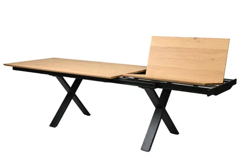 Esstisch MATTIES - ausziehbar, LB ca. 180x90 cm, Eiche Furnier, Schweizer Kante, Schwarz