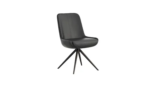 Stuhl Mis - Leder, Schwarz, Drehbar, Gestell Schwarz