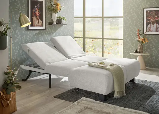 Faltsofa EBBY - 2-Sitzer ohne Armlehne, 140 cm inkl. Schlaffunktion/Relaxfunktion, Stoff, Creme