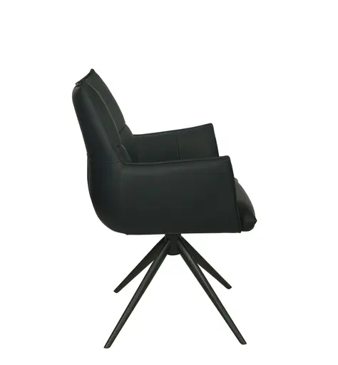 Armlehnstuhl MELE - drehbar, Leder, Schwarz