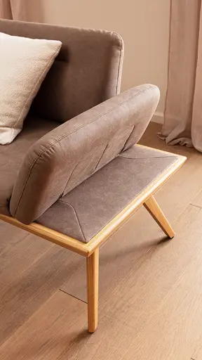 Bank Kamari - Breite ca. 228cm, Seitenteile verstellbar, Stoff, Schlamm