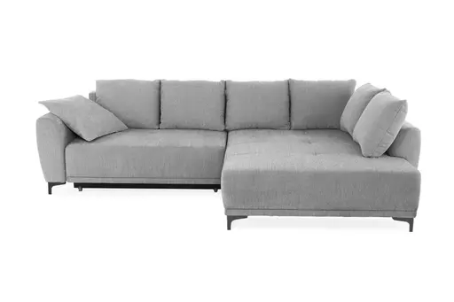 Ecksofa JACEK - 3-Sitzer, Ecke rechts inkl. Schlaffunktion mit Bettkasten, Stoff, Grau