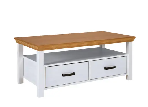 Couchtisch - LB ca. 120x60 cm, Weiß, Oak Colori