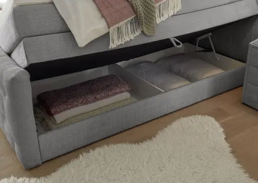 Boxspringbett- Liegefläche ca. 180x200 cm, Stoff, Grau