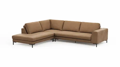 Ecksofa Solano - Ecke Links, 2,5-Sitzer, Leder, Hellbraun