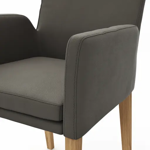 Armlehnstuhl Tuma - Leder, Graubraun