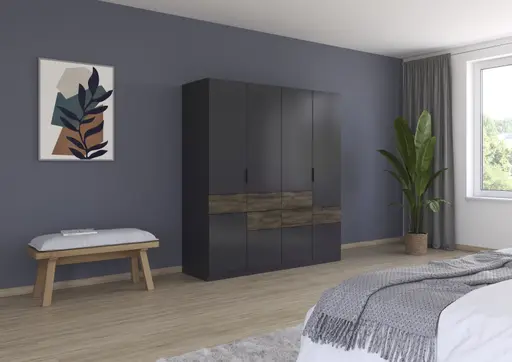 Drehtürenschrank RAAS- B ca. 181 cm, Dunkelgrau, Vintage